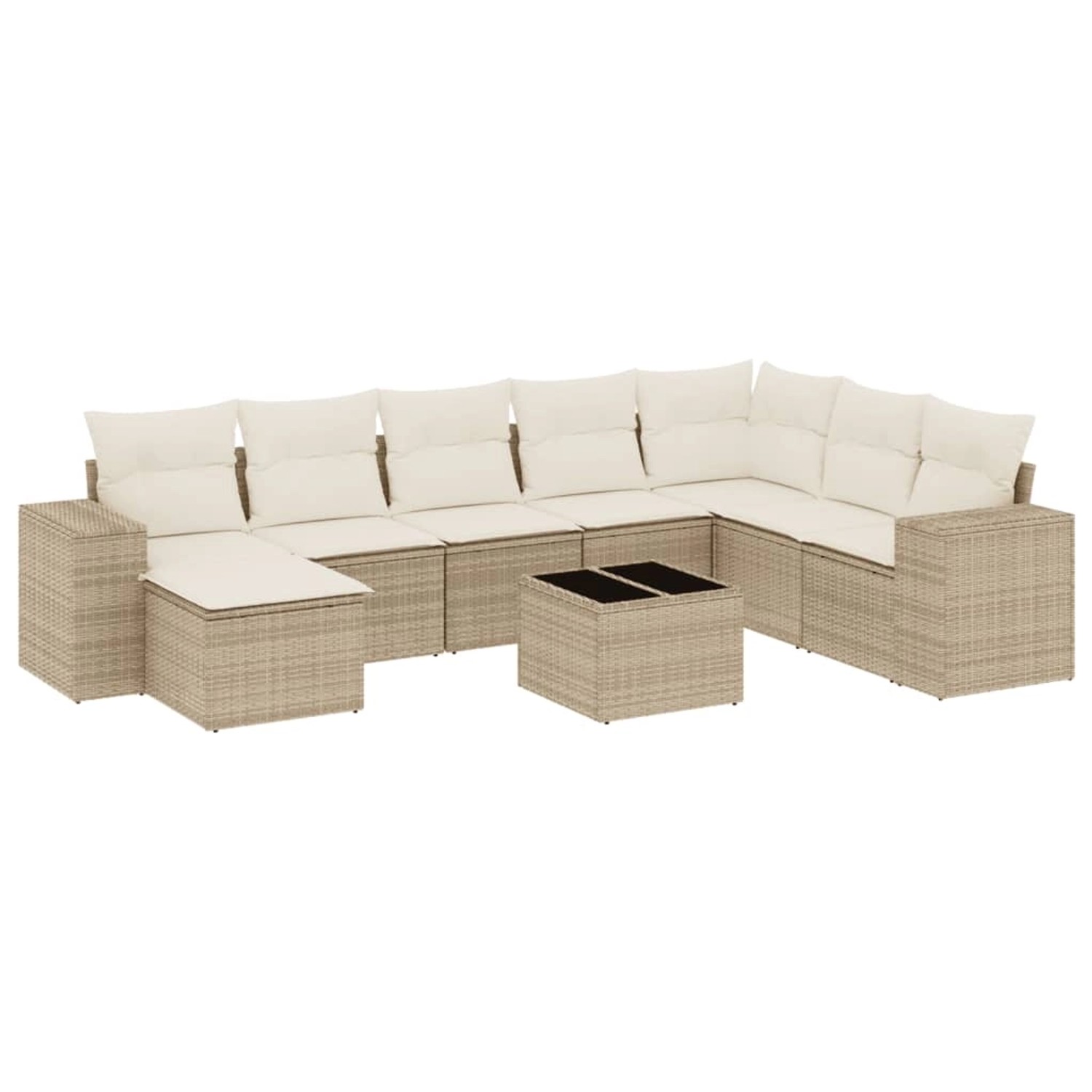 vidaXL 9-Tlg Garten-Sofagarnitur mit Kissen Beige Poly Rattan 3255305 günstig online kaufen