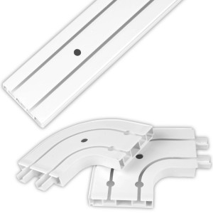 Bestlivings Innenlaufschiene 120 cm, 2-läufig mit 2er Set Rundbogen aus Kunststoff.