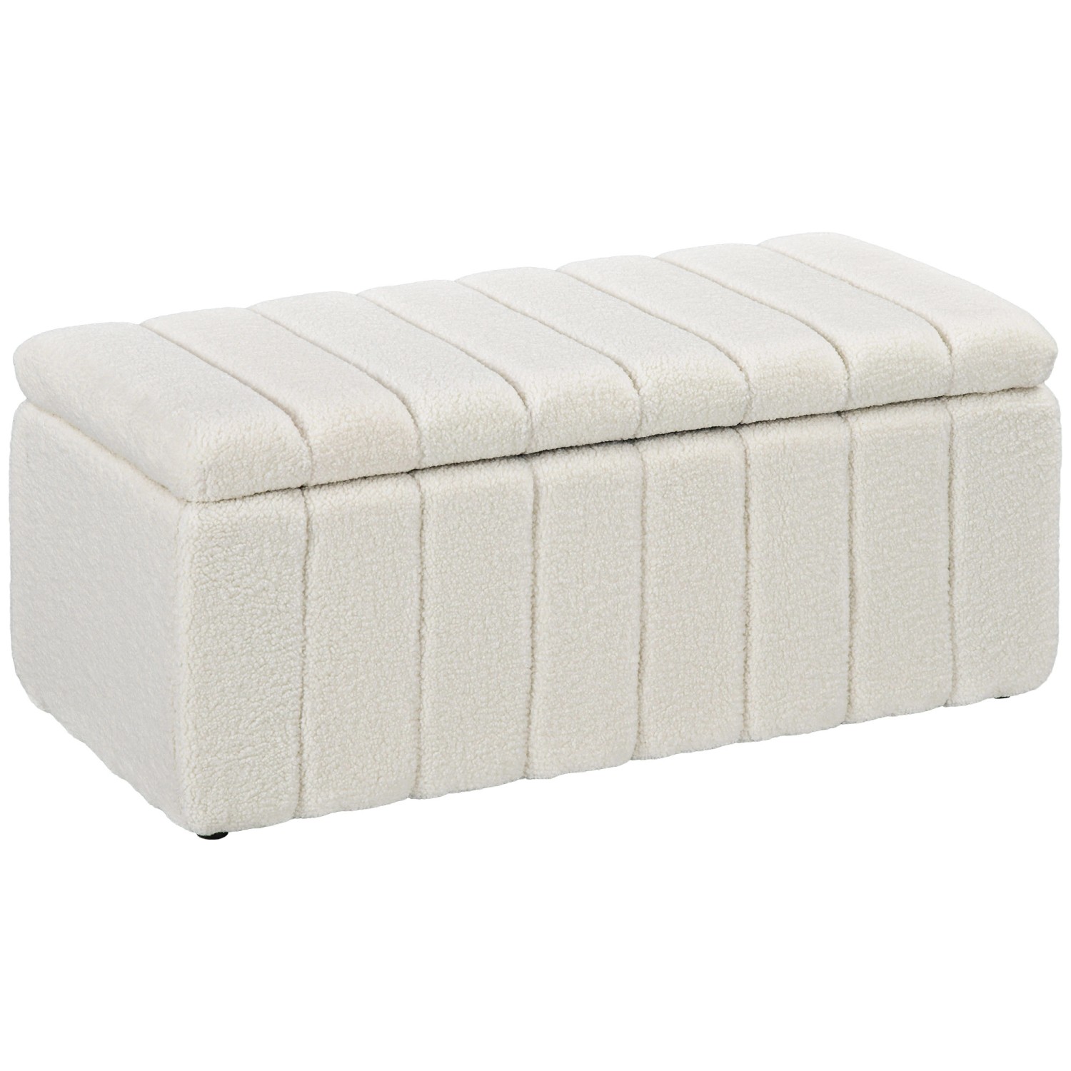 Thumbnail - HOMCOM Sitzbank mit Stauraum Holzbeine für Flur 102 x 45 x 46 cm Cremeweiß