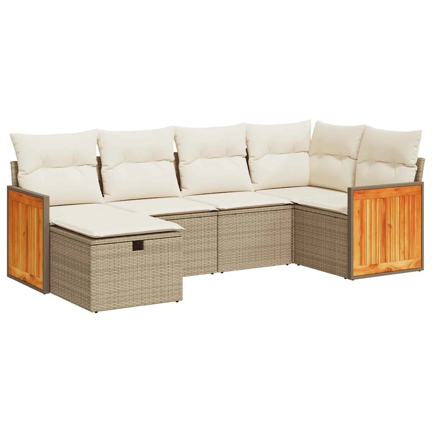 vidaXL 6-Tlg Garten-Sofagarnitur mit Kissen Beige Poly Rattan 3326027 günstig online kaufen