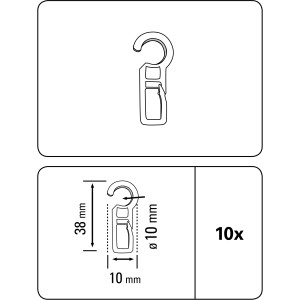 Gardinia Faltenlegehaken Lugano, 10er-Pack, weiß, für Gardinen und Vorhänge.