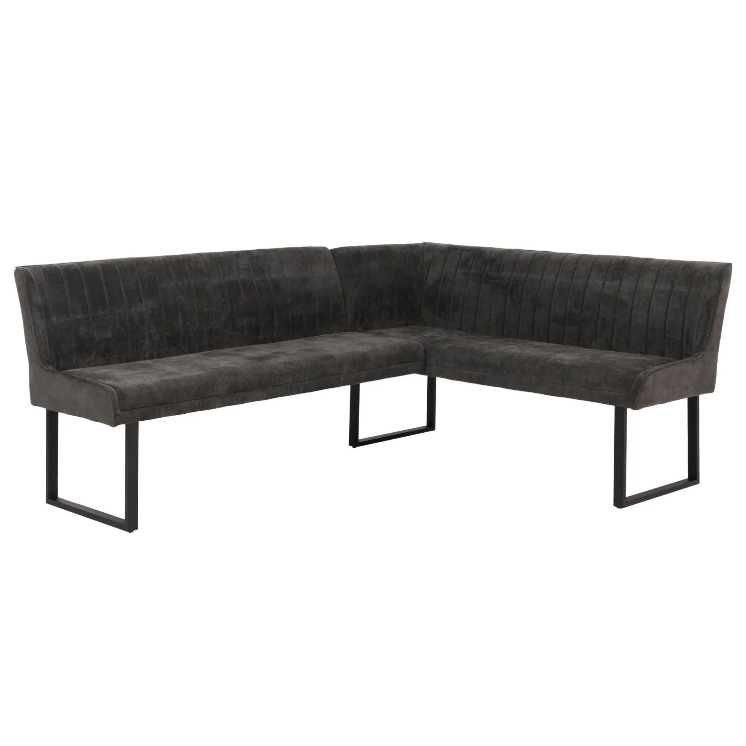 Mcw Eckbank O82 Öko-Tex Chenille Stoff/Textil Metall 210x159cm Dunkelgrau