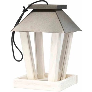 Siena Garden Vogelfutterspender aus Kiefernholz, creme/kupferfarben, mit Stahlblechdach und Aufhängeband.