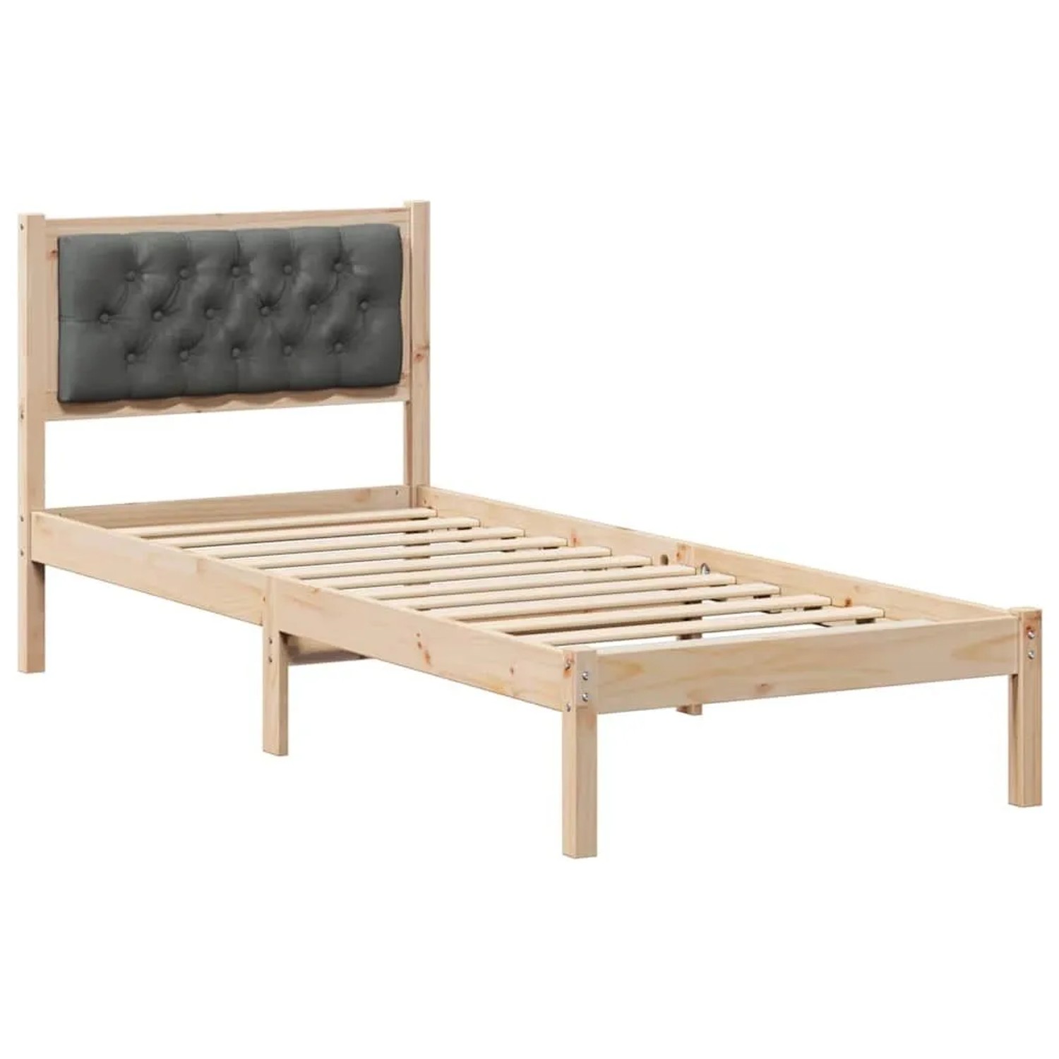 vidaXL Bettrahmen Dunkelgrau 90 x 200 cm Massives Kiefernholz 878215