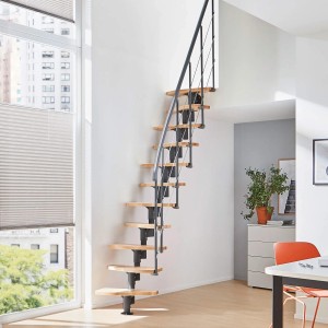 Treppen Intercon Raumspartreppe Alpha, Buche Natur, Metall Lava-Anthrazit. Mittelholmtreppe mit 11 Stufen.