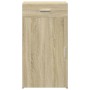 vidaXL Sideboard Sonoma-Eiche aus Holzwerkstoff mit Schublade und Tür, silbernen Griffen. Moderner Stauraumschrank.