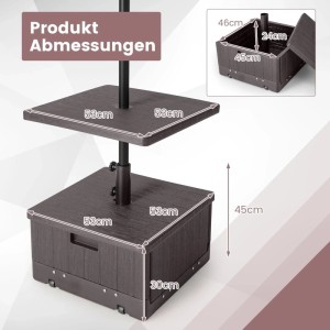 Costway Sonnenschirmständer mit Rollen Tischablage und Beschwerter Tasche