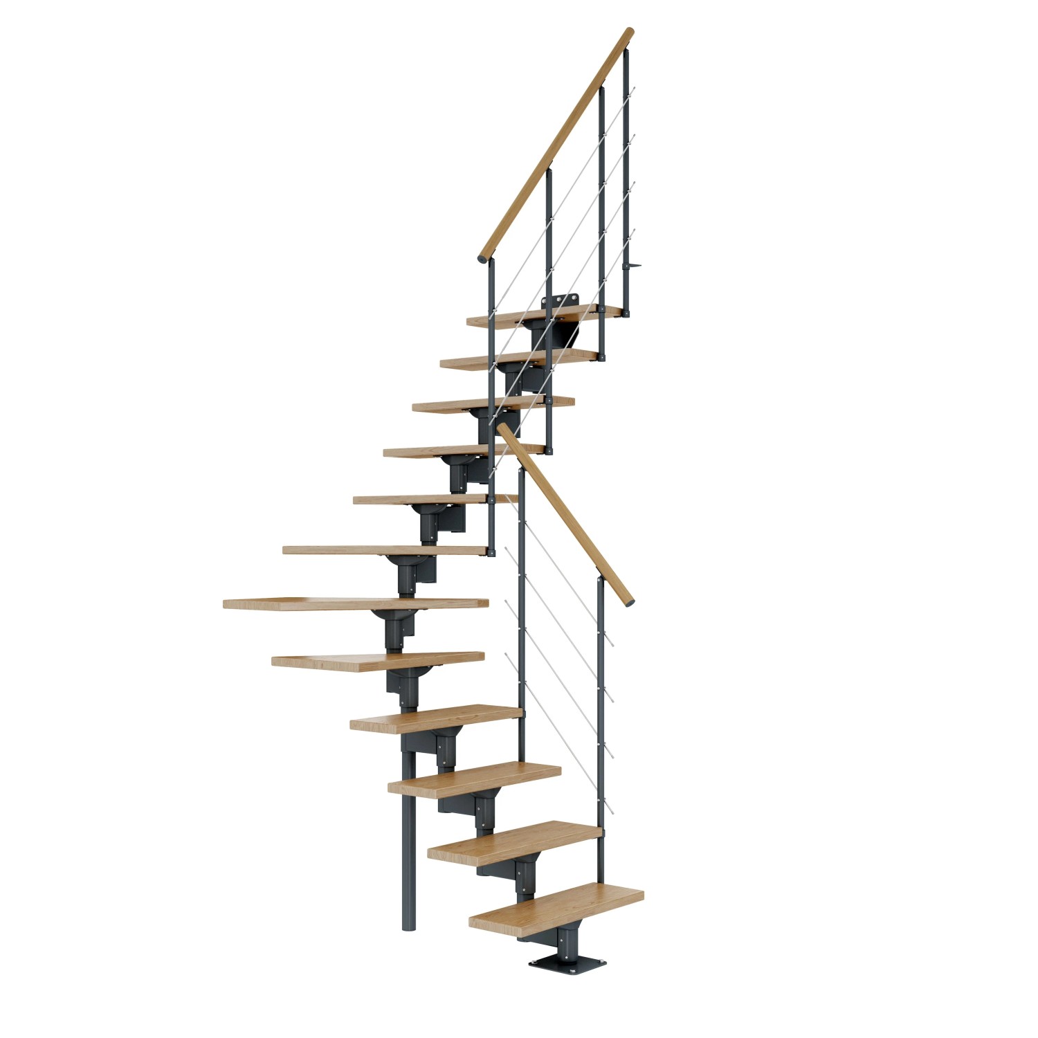 Dolle Mittelholmtreppe Boston 1/4gew. Stufen Eiche Metall Anthrazit FSC® günstig online kaufen