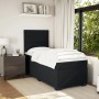 Schwarzes vidaXL Boxspringbett (100x200 cm) mit Matratze und Kopfteil im Schlafzimmer.