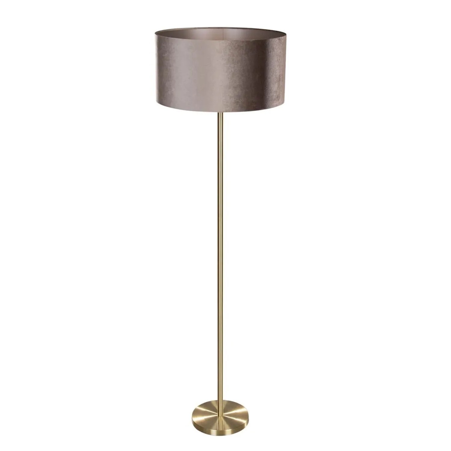 QAZQA Stehleuchte Messing mit Samt Schirm Taupe 50cm Simplo
