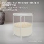 Weißer ML-Design Beistelltisch mit Stoffkorb, rund, 45,5x52,5 cm. Couchtisch für Wohnzimmer.