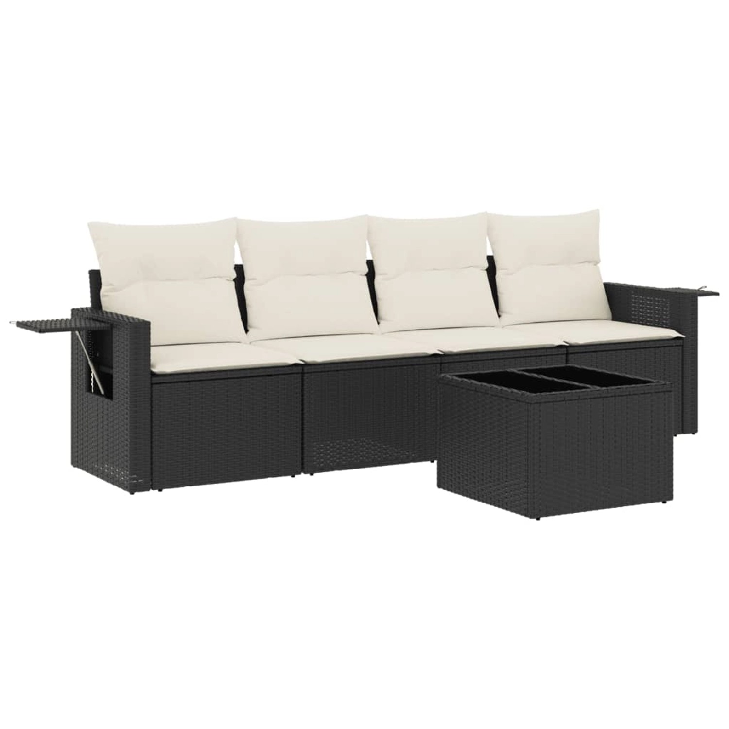 vidaXL 5-Tlg Garten-Sofagarnitur mit Kissen Schwarz Poly Rattan 3219885 günstig online kaufen