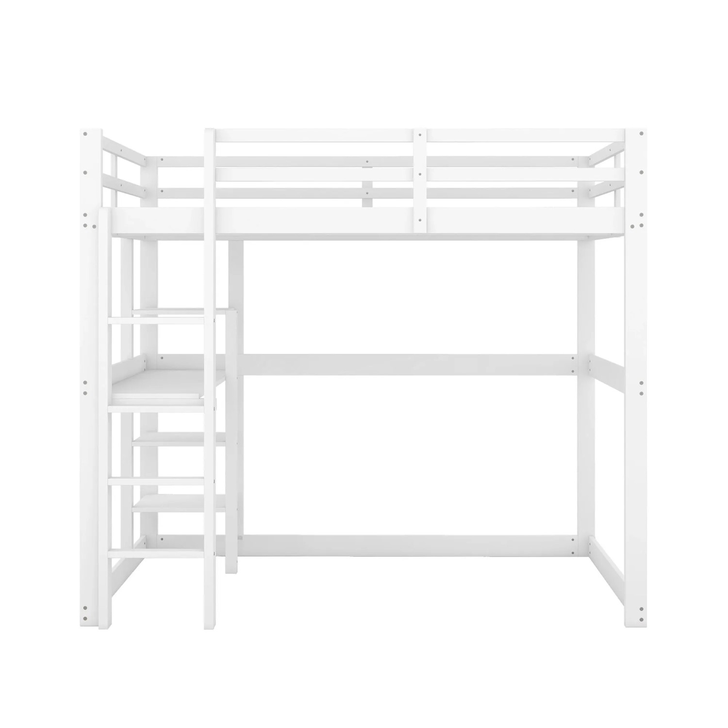 okwish Hochbett 140x200cm mit Stauraum Schreibtisch Kinderzimmer Weiß ohne Matratze