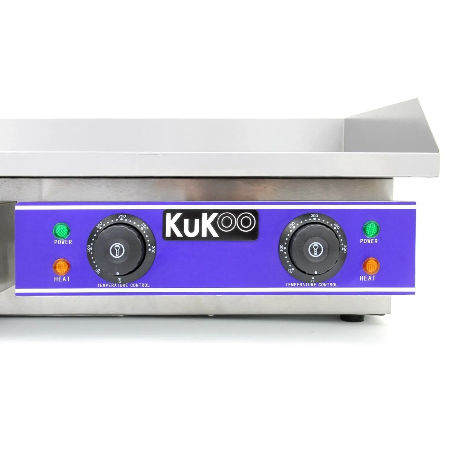 Monstershop Gastro Grillplatte 70cm, Detailansicht der Temperaturregler.