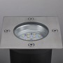 Eckige Paulmann Plug & Shine Bodeneinbauleuchte aus Edelstahl mit warmweißem Licht.