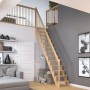 Dolle Raumspartreppe Lyon aus Kiefernholz mit Holzgeländer, gerade Treppe, 65 cm breit.