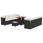 vidaXL Garten-Sofa-Set, 11-teilig, schwarz, Poly Rattan, mit Tisch und Hockern. Ideal für Garten und Terrasse.