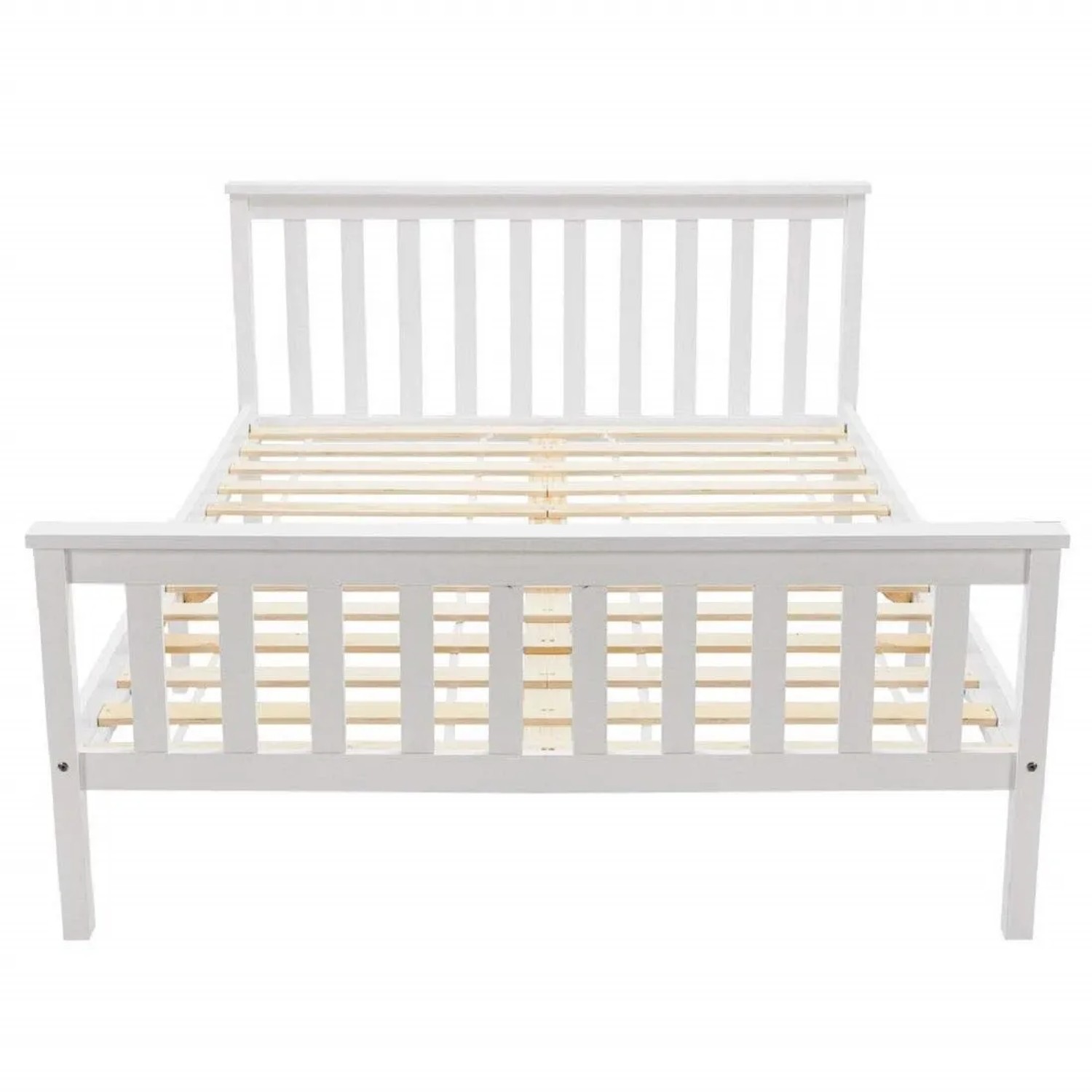 okwish Holzbett 140x200cm mit Lattenrost Kopfteil Kinderzimmer Weiß ohne Matratze
