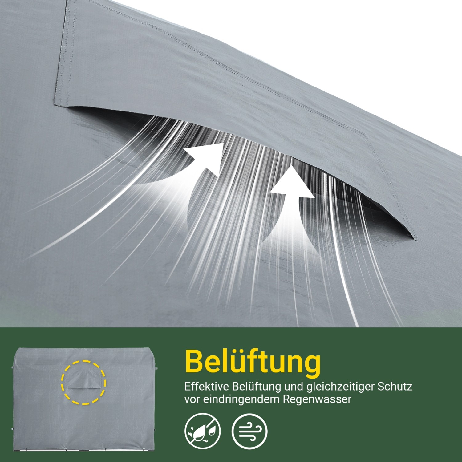 SoBuy Fahrradgarage für 1-2 Fahrräder Geräteschuppen mit UV-Schutz 120x163x176cm Grau KLS11-DG_8