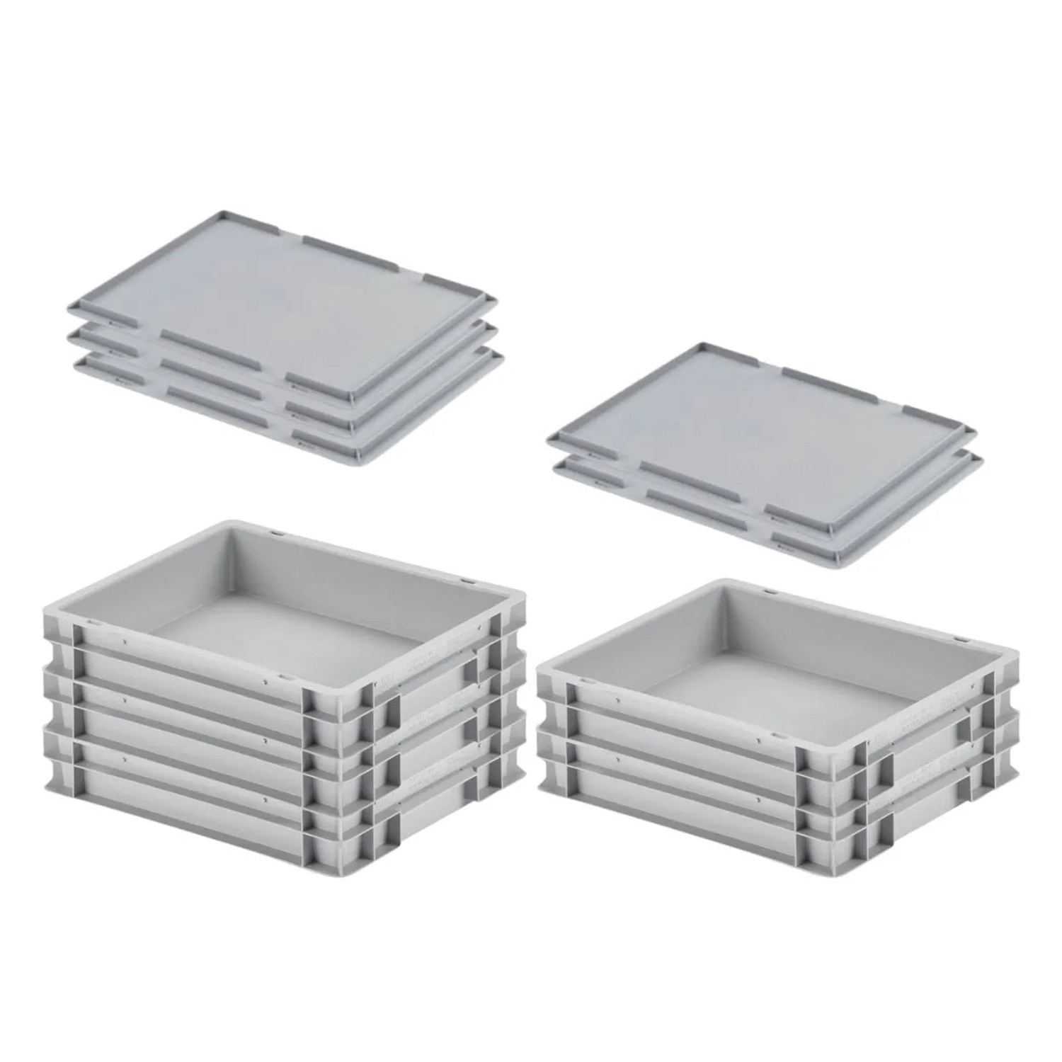 SuperSparSet 5 x Eurobehälter Mit Geschlossenem Griff und Auflagedeckel HxBxT 7,5 x 30 x 40 cm 9 Liter Grau Eurobox Tran...