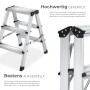 Silberne Tectake Aluminium Trittleiter, doppelseitig, 3 rutschfeste Stufen, klappbar. Für sicheren Stand.
