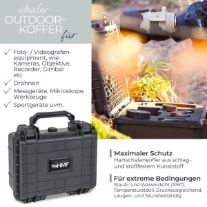 HMF ODK100 Outdoor Foto Kamerakoffer Transportkoffer Rasterschaumstoff 23 x 19 x 11 cm