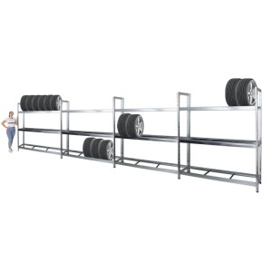 PROREGAL Mega Deal: 4 verzinkte Reifenregale Tiger XL (200x180x45cm) mit Reifen. Regalsystem für Garage & Werkstatt.