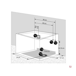 Maße der AquaVapore Sitzbadewanne S08-TH-C-L: 110x68cm, Detailansicht mit Maßangaben.