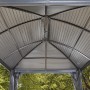 Detailaufnahme des anthrazitfarbenen Sojag Pavillon Moreno Dachs aus Aluminium und Stahl.