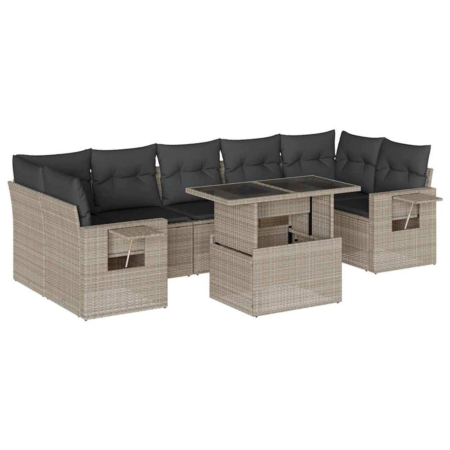 vidaXL 8-Tlg Garten-Sofagarnitur mit Kissen Hellgrau Poly Rattan 3267782 günstig online kaufen