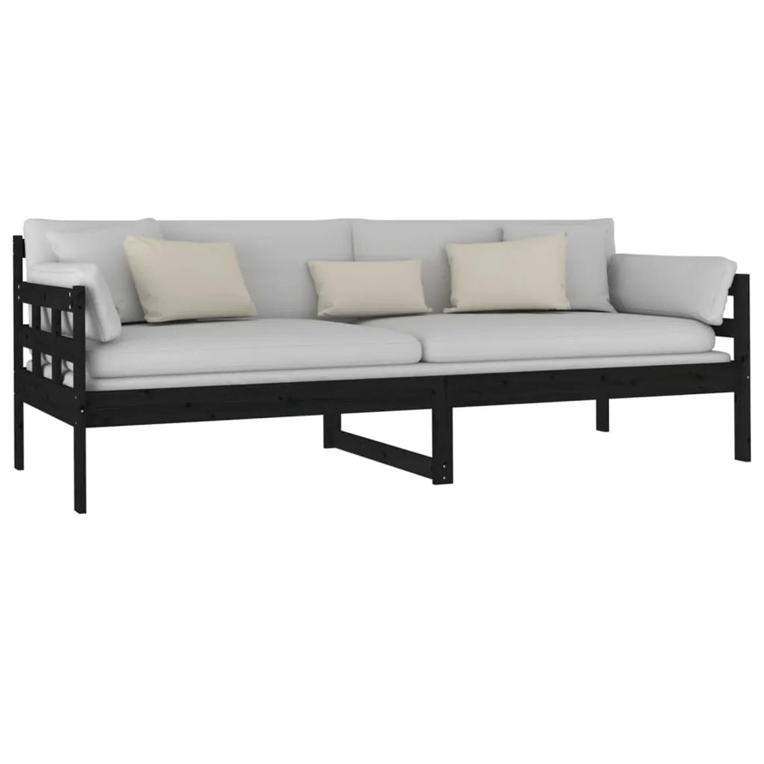 Schwarzes vidaXL Tagesbett aus Kiefernholz (80x200 cm) mit Lattenrost, ideal als Bett oder Sofa.
