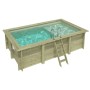ALTANKA Holzpool Aqua 4,65x2,85 Höhe 1,24 m SANDFARBEN mit Liegefläche mit am Beton Verschraubten Stützen BAS7306OSPL3+PLA306