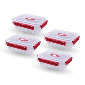 4er-Pack Bestlivings Frischhalteboxen, 0,9L, rote Lunchboxen im Set.