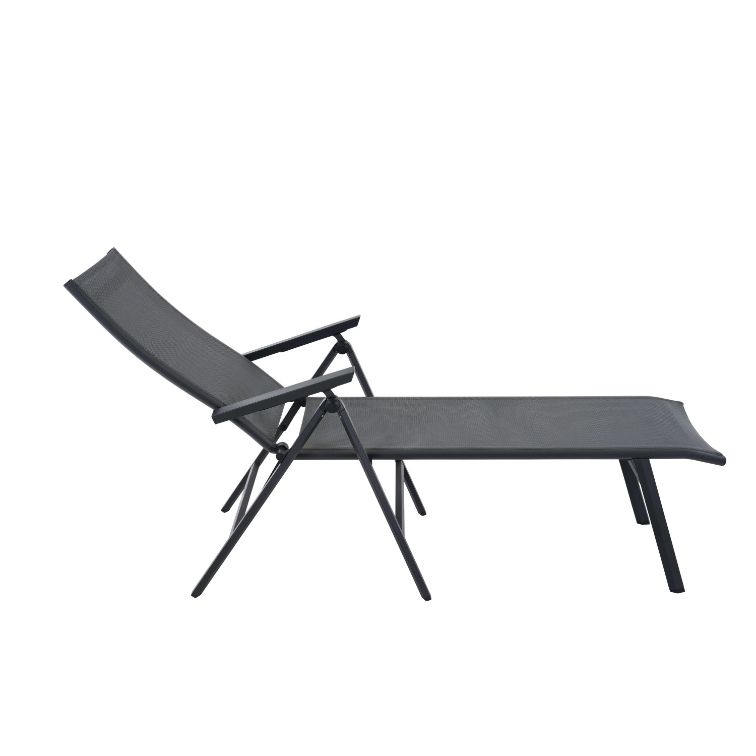 Anthrazitfarbene Siena Garden Klappliege Tauro, 182 cm lang, für Garten und Terrasse.