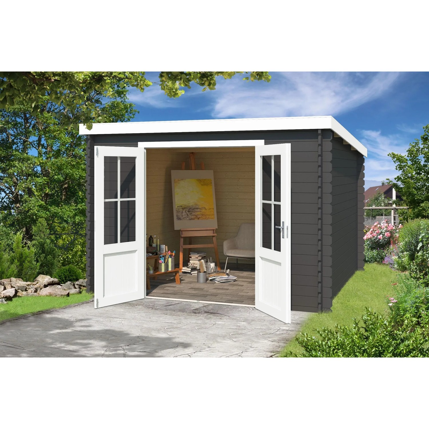 Thumbnail - Lasita Gartenhaus Atlanta 292 cm x 230 cm Carbongrau