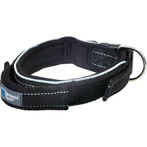 Schwarzes ArmoredTech Hundehalsband Dog Control S (33-38 cm) mit Kurzleine und Reflektor.