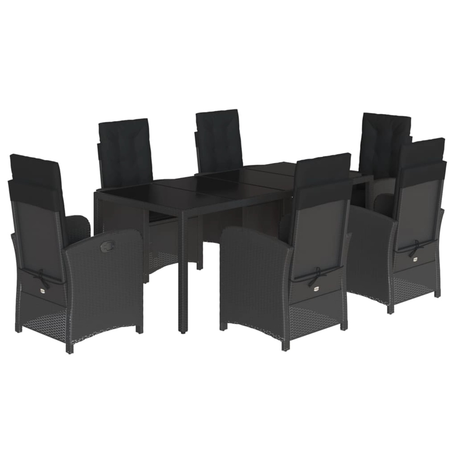 vidaXL 7-Tlg Garten-Essgruppe mit Kissen Schwarz Poly Rattan 3212209 günstig online kaufen