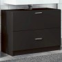 Schwarzer vidaXL Waschbeckenunterschrank (78x37x59 cm) aus Holzwerkstoff mit zwei Schubladen.
