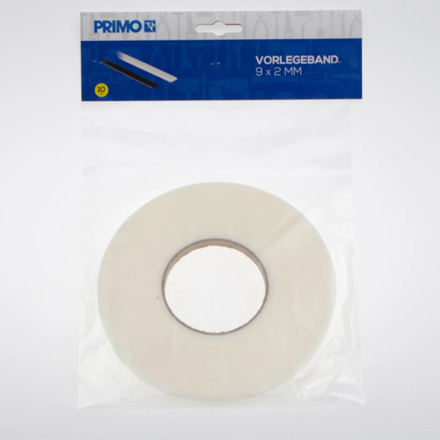 Weißes Vorlegeband 9x2 mm, 10 m Rolle für Tür- und Fensterdichtungen.