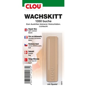 Clou Wachskitt Buche 15g, Holzreparatur-Set mit Spatel zum Ausbessern von Holzschäden.