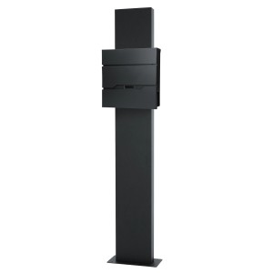 ML-Design Standbriefkasten in Anthrazit mit Zeitungsfach und Standfuß.