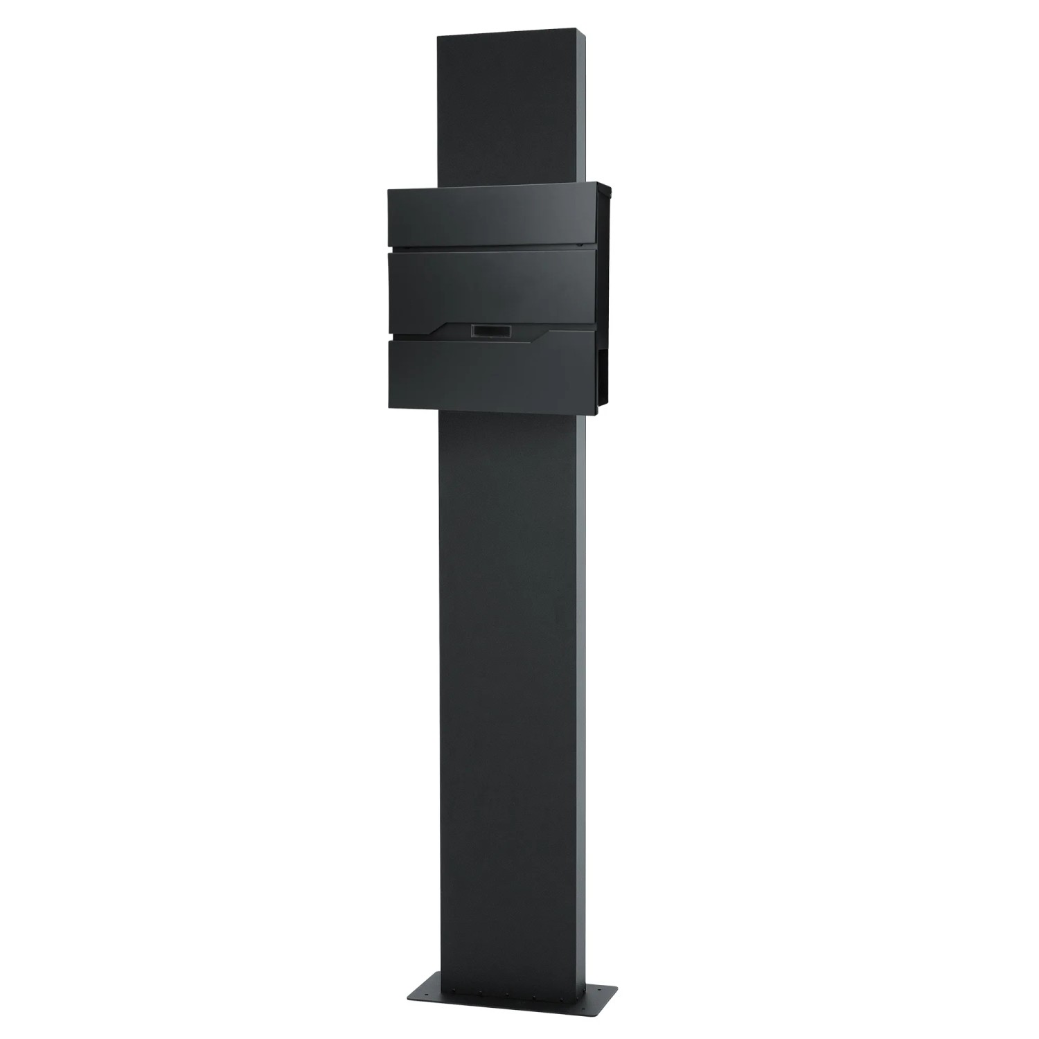 ML-Design Standbriefkasten in Anthrazit mit Zeitungsfach und Standfuß.