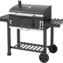 Schwarzer El Fuego Holzkohlegrill Smoker Ontario XXL mit Ablagen und Thermometer.
