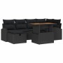 Schwarzes 7-teiliges vidaXL Garten-Sofa-Set aus Rattan mit Tisch für Garten oder Terrasse.