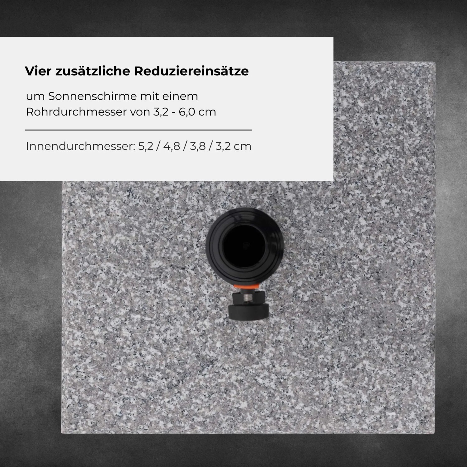 Doppler Granitsockel MYZONE, hellgrauer Schirmständer mit Reduziereinsätzen