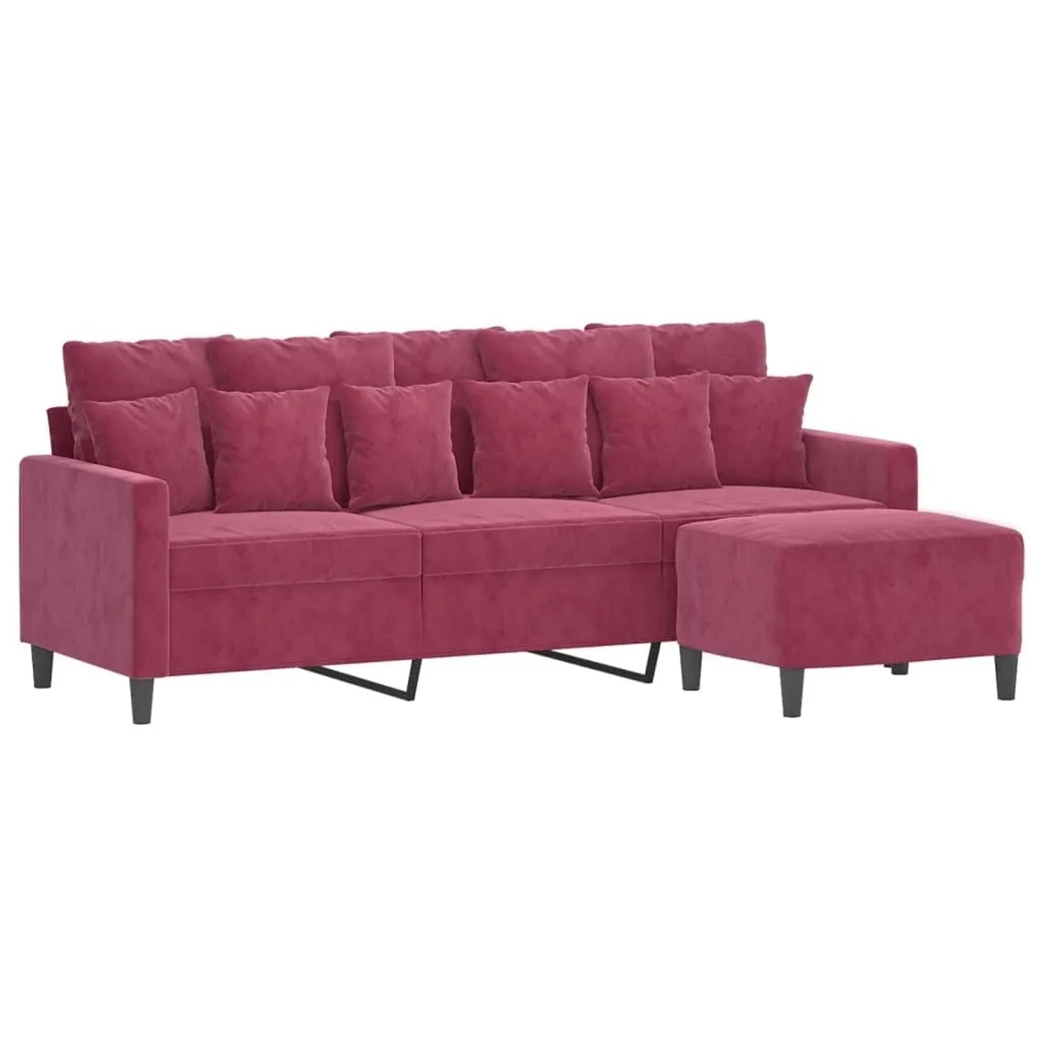 vidaXL 3-Sitzer-Sofa mit Hocker Weinrot 180 cm Samt 3201111 günstig online kaufen