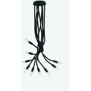 Schwarze, 9-flammige Luce Design Deckenleuchte Lover, Ø 20 cm, mit flexiblen Armen.