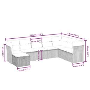 vidaXL 8-tlg. Garten-Sofagarnitur aus Rattan, schwarz, mit Maßen. Ideal für Terrasse und Garten.