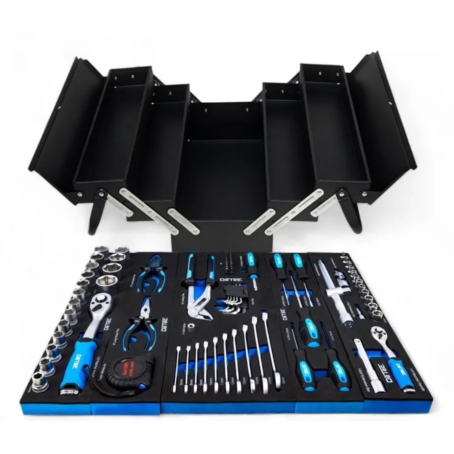 DeTec. Metall Werkzeugkiste 86 tlg In Schwarz Zum Aufklappen Werkzeugkasten günstig online kaufen