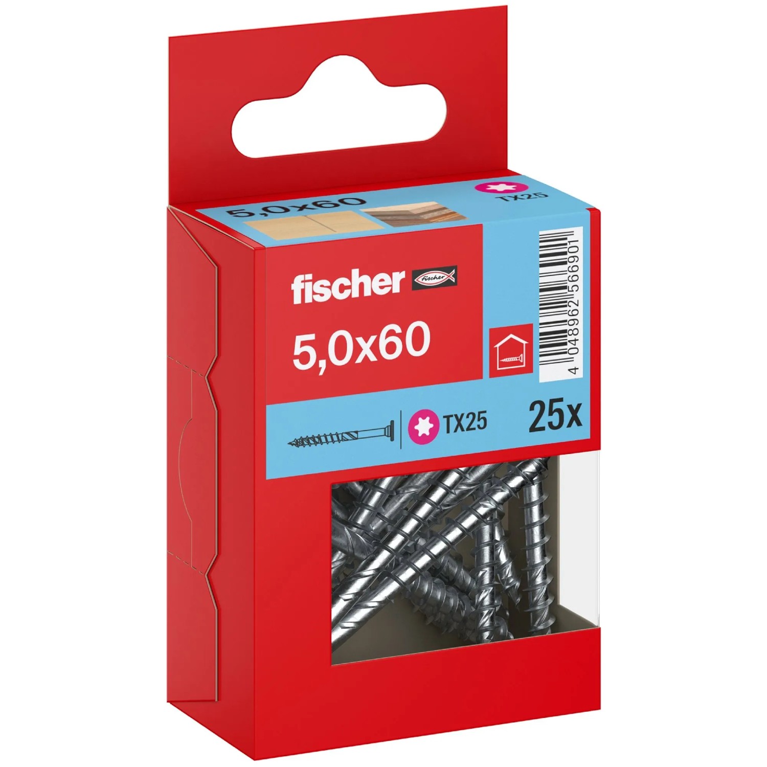 Fischer Holzbauschraube Stufensenkkopf TX Teilgewinde Ø 5 x 60 mm 25 Stk